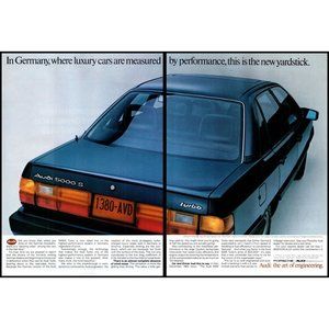 1984 Audi 5000S Turbo Luxury Sedan 2 Page Vintage Print Ad Taillights Wall Art